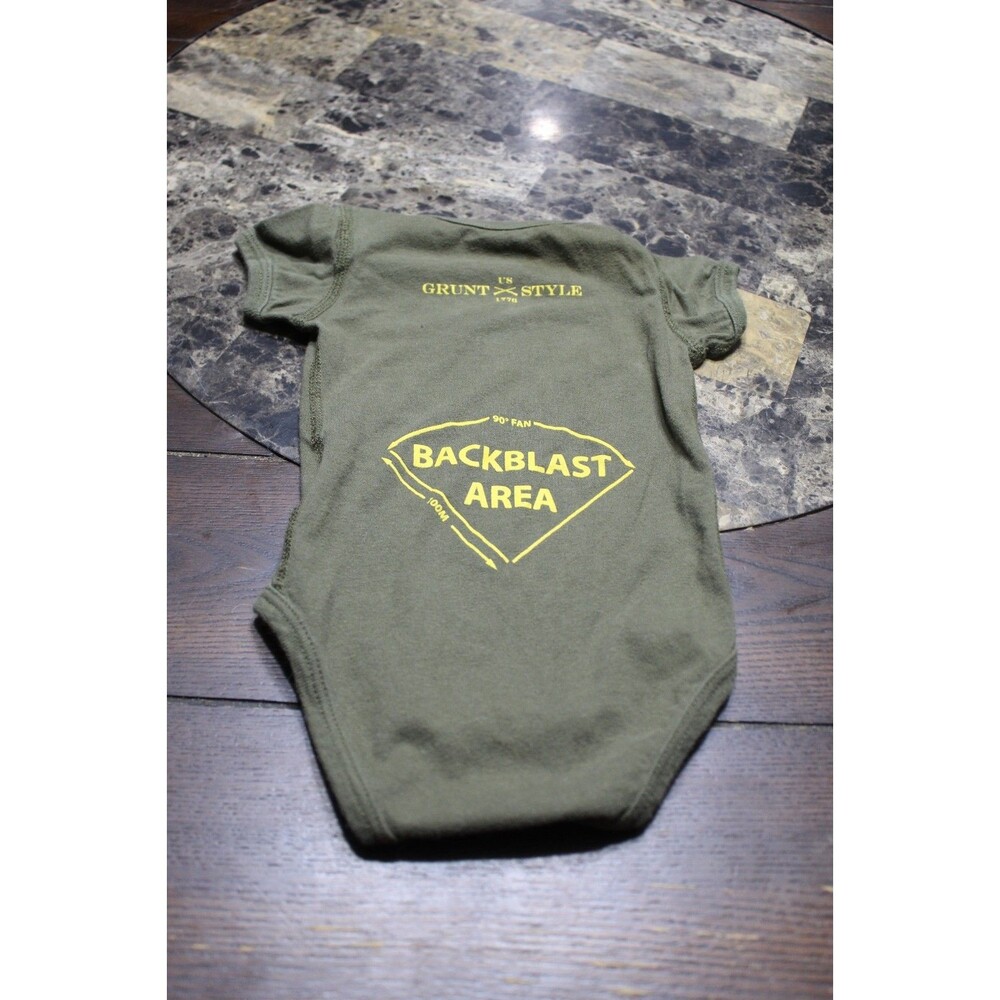 Grunt Style Back Blast Area Green Bodysuit One Piece Infant Size 6 months